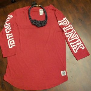 🛑SOLD🛑VS PINK 3 Quarter Sleeve Red Shirt
